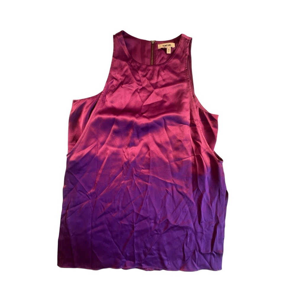 Helmut Lang Silk Small Layered Tunic Purple SW-TP0864 Women's Designer Top